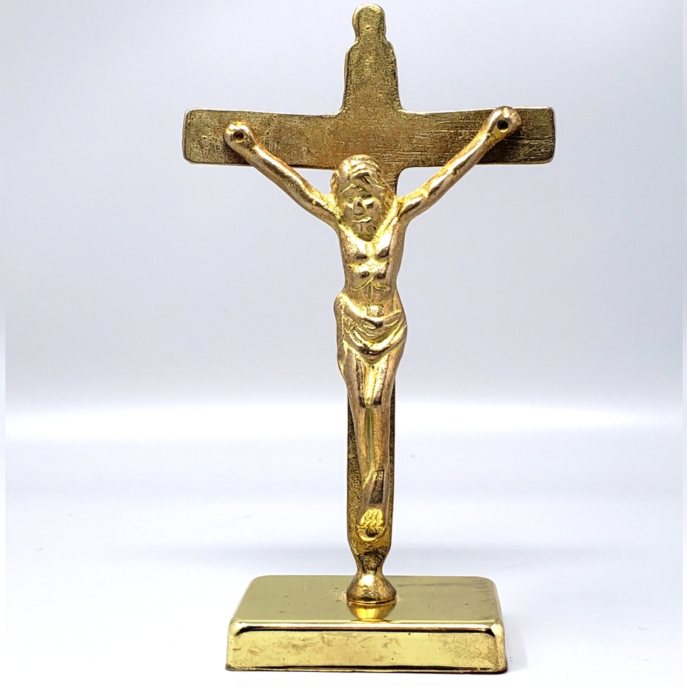 Vintage Brass Altar Crucifix Cross